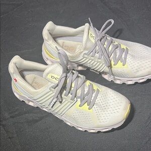 On Running Women's Light Gray and Soft Yellow Sneakers